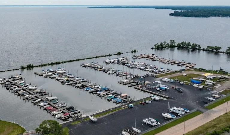 boats docked in a harbor
