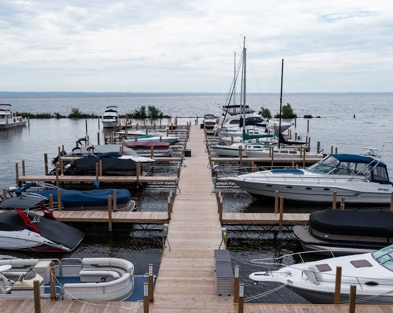 boats docked in a harbor