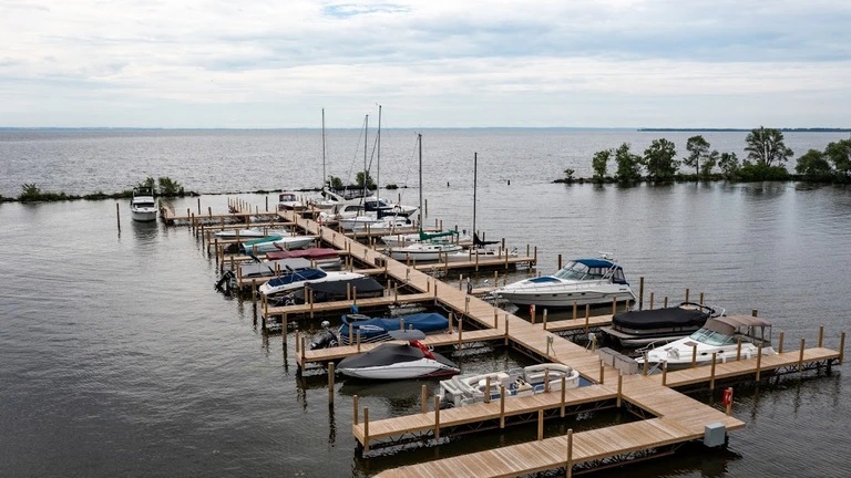 boats docked in a harbor